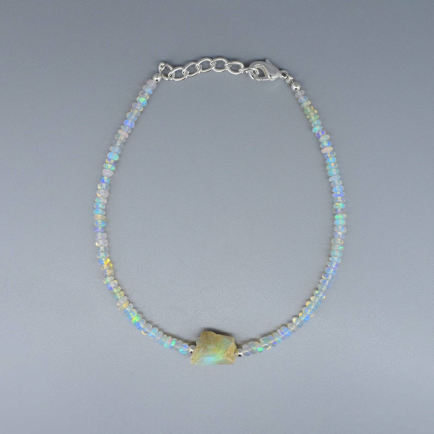 Gempires Natural Ethopian Opal Beads Bracelet, Raw Opal Bracelet, Faceted opal Beads, Healing Opal Protection Bracelet, 8 inch bracelet for women