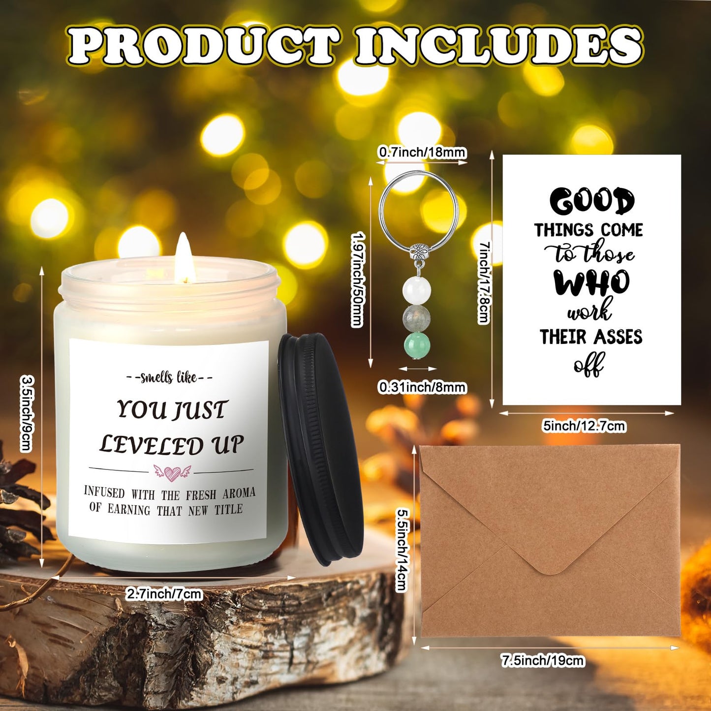 Lounsweer New Beginnings Gifts for Women Farewell Gifts for Coworkers Funny Promotion Gift Set for Women Men Include Candle, Key Chain and Card for Coworker, Gamer, Friend, Boss, Teachers, Nurses