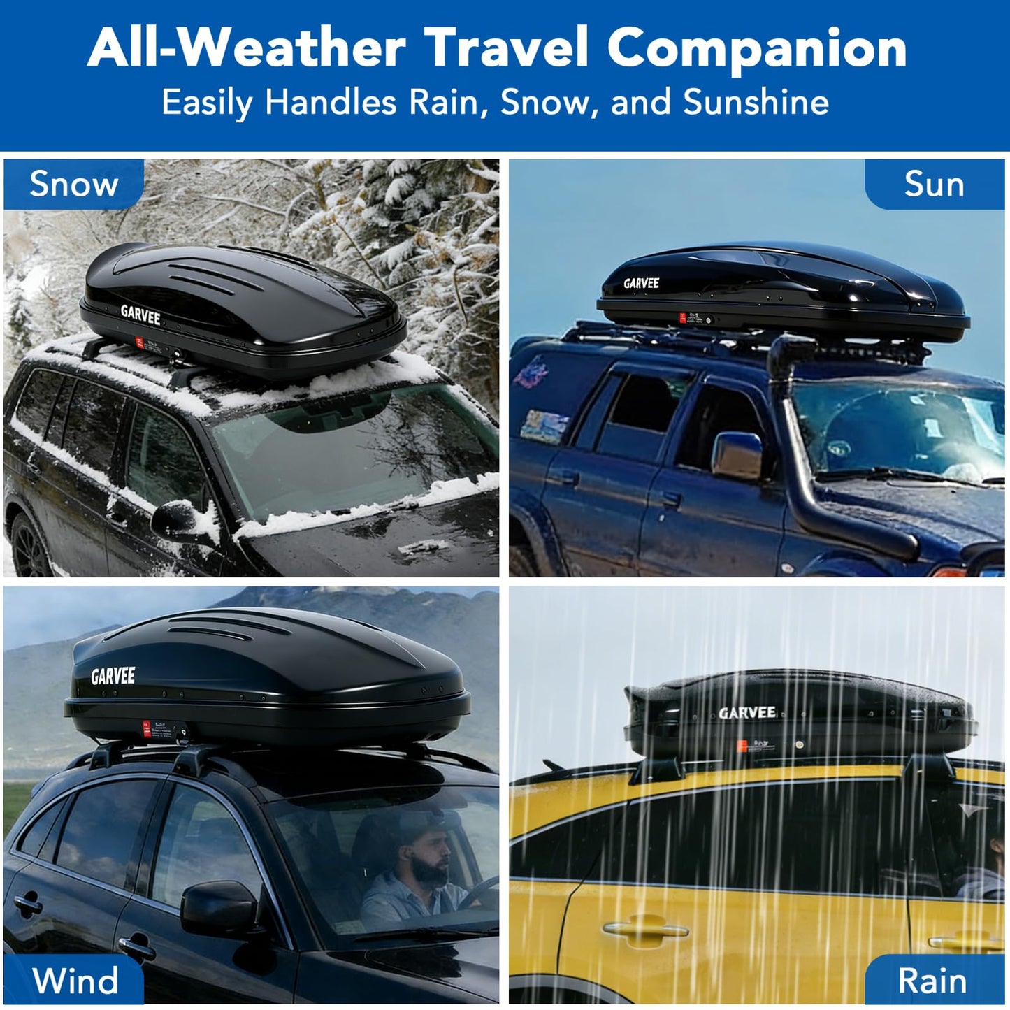 Hard Shell Roof Top Cargo Carrier, 10 Cu.Ft Waterproof Car Roof Storage Box with Security Keys, Dual-Sided Opening, Tool-Free Installation, Holds 165 Lbs, 49''x30''x14' (10 Cu.Ft)
