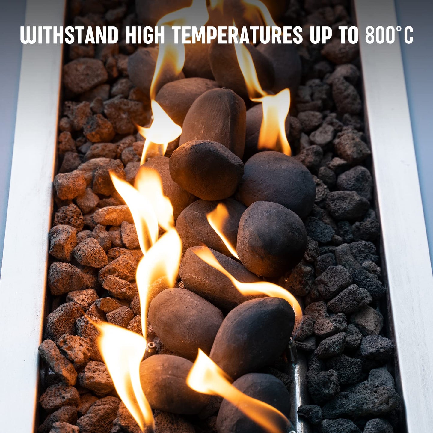 Stanbroil 24pcs Light Weight Ceramic Fiber Pebble Stones for Indoor Outdoor, Gas Inserts, Ventless, Vent Free, Electric, Outdoor Fireplaces and Fire Pits - Black