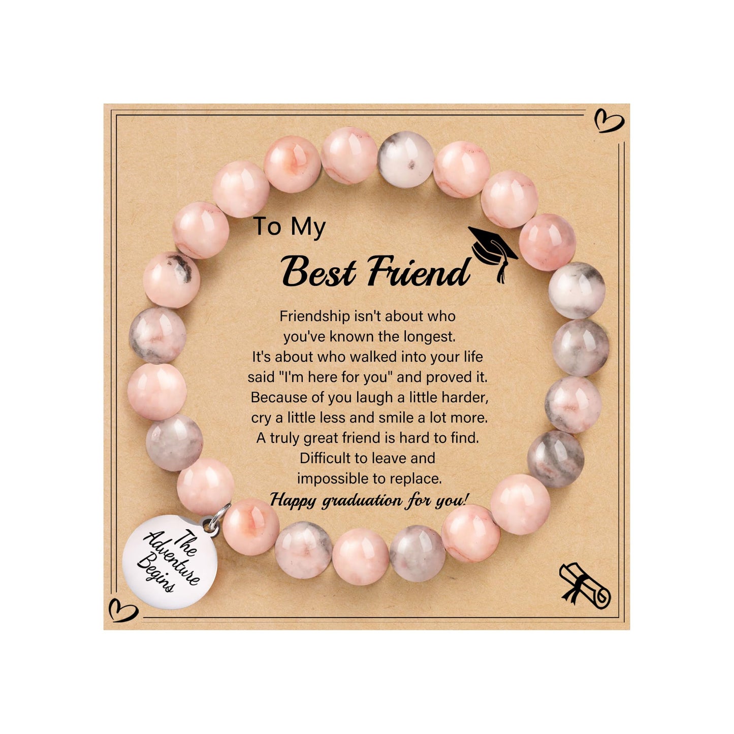 Sistble College Graduation Gifts 2026, Class of 2026 Graduation Bracelet Jasper Beaded Bracelets for Women High School 8th 5th Grade Sister Bestie Gifts Jewelry