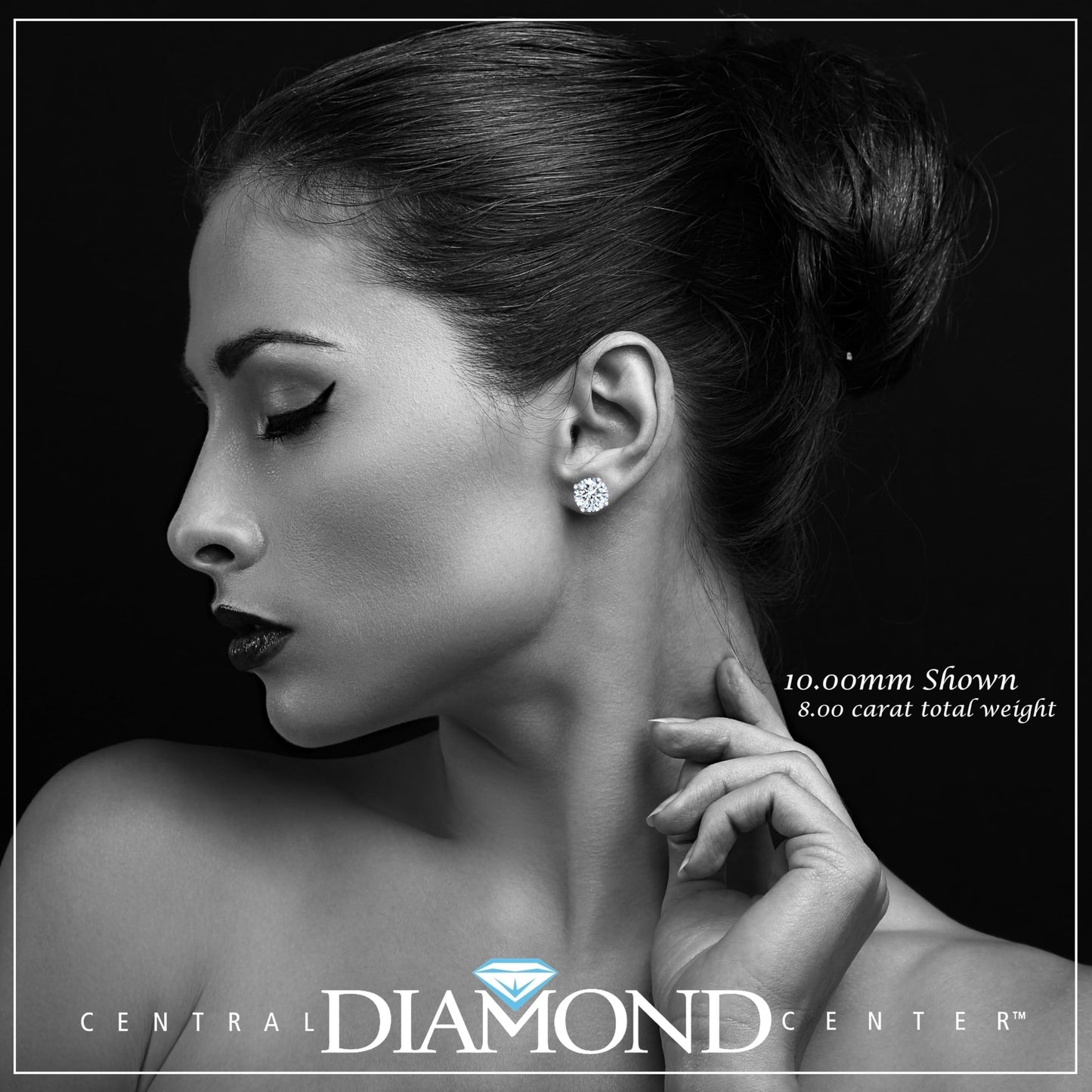 Central Diamond Center Round Simulated Diamond Stud Earrings Hypoallergenic Metal & Sterling Silver CZ - 10.0mm (8.00cttw) Yellow
