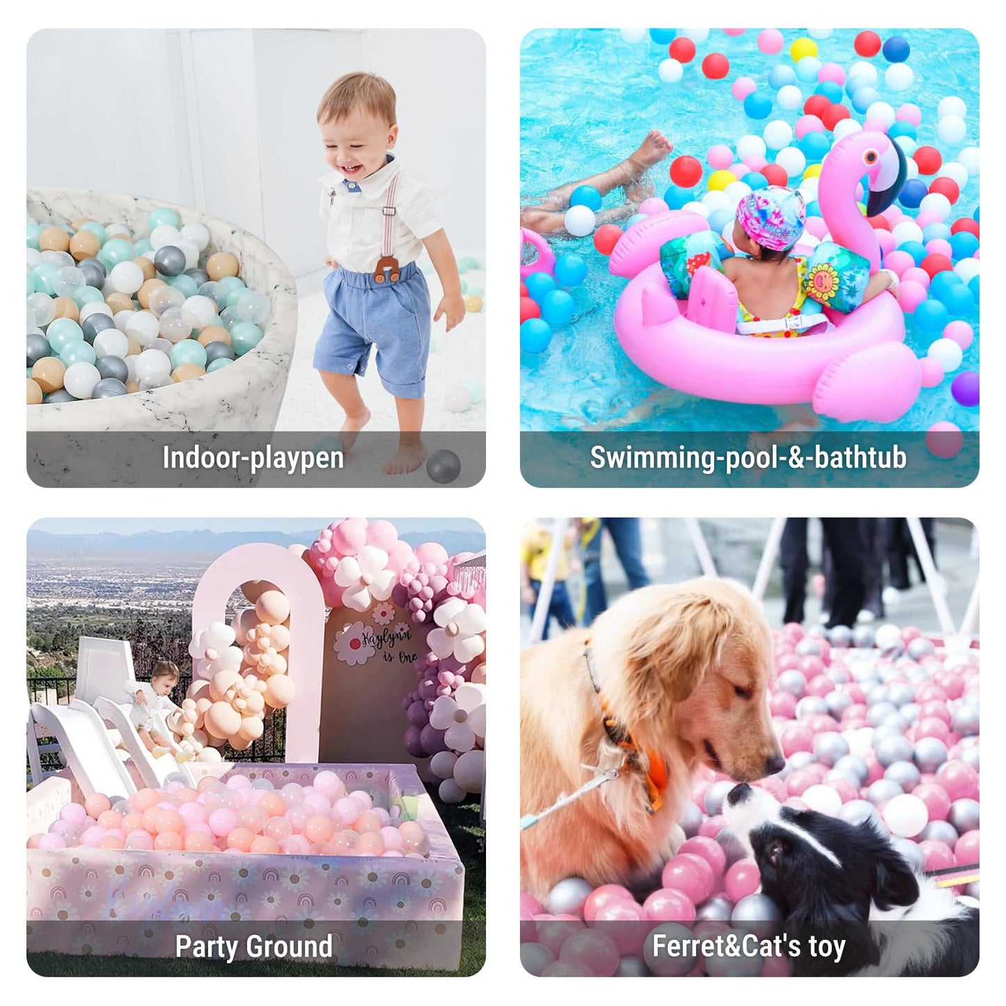 STARBOLO Ball Pit Balls for Toddlerss- 100 Pieces Crush Proof Plastic Toy Balls for Toddler Ball Pit, Ball Pit Play Tent, Baby Pool Water Toys, Kiddie Pool, Party Decoration, Photo Props