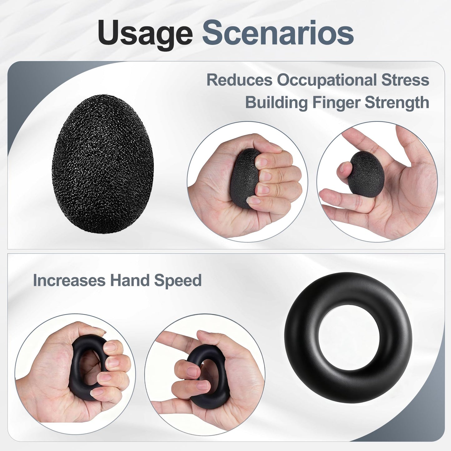 WATMAID Grip Strength Trainer Kits (5 Pack), Forearm Strengthener with Adjustable Resistance, Grip Strength Tester, Finger Strengthener, Hand Gripper Strengthener for Muscle Building Injury Recover