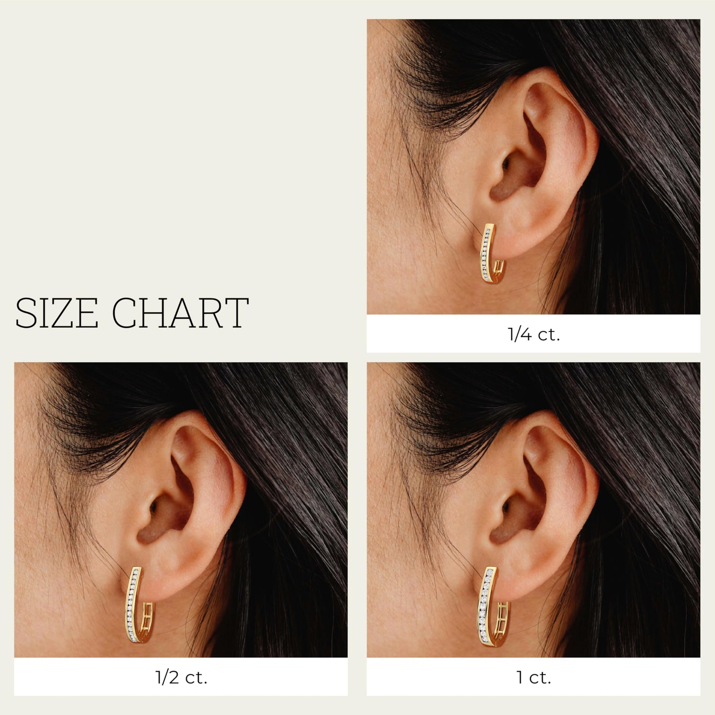 Gilded 1 Carat Total Weight Lab-Grown Diamond Channel Set Hoop Earrings for Women in 14KT Gold Plated Sterling Silver | Hypoallergenic Fine Jewelry | Bottom Hinged Closure | SI1 Clarity, F Color
