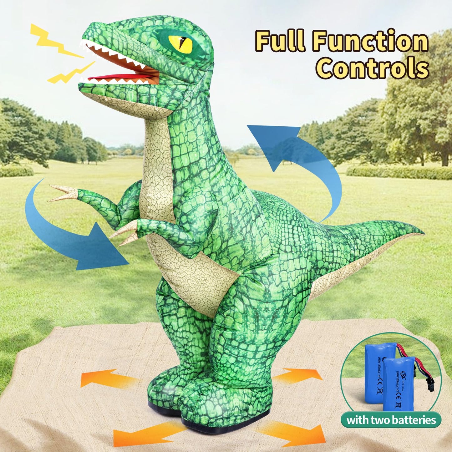 Jovow 2.4GHZ Remote Control Inflatable Dinosaur Toy for Kids,Electric Toy Dinosaur with 360°Rotation,Forward & Backward,Rechargeable Walking Dinosaur Toy for Boys Kids Age 6-8 8-12 Birthday Gifts