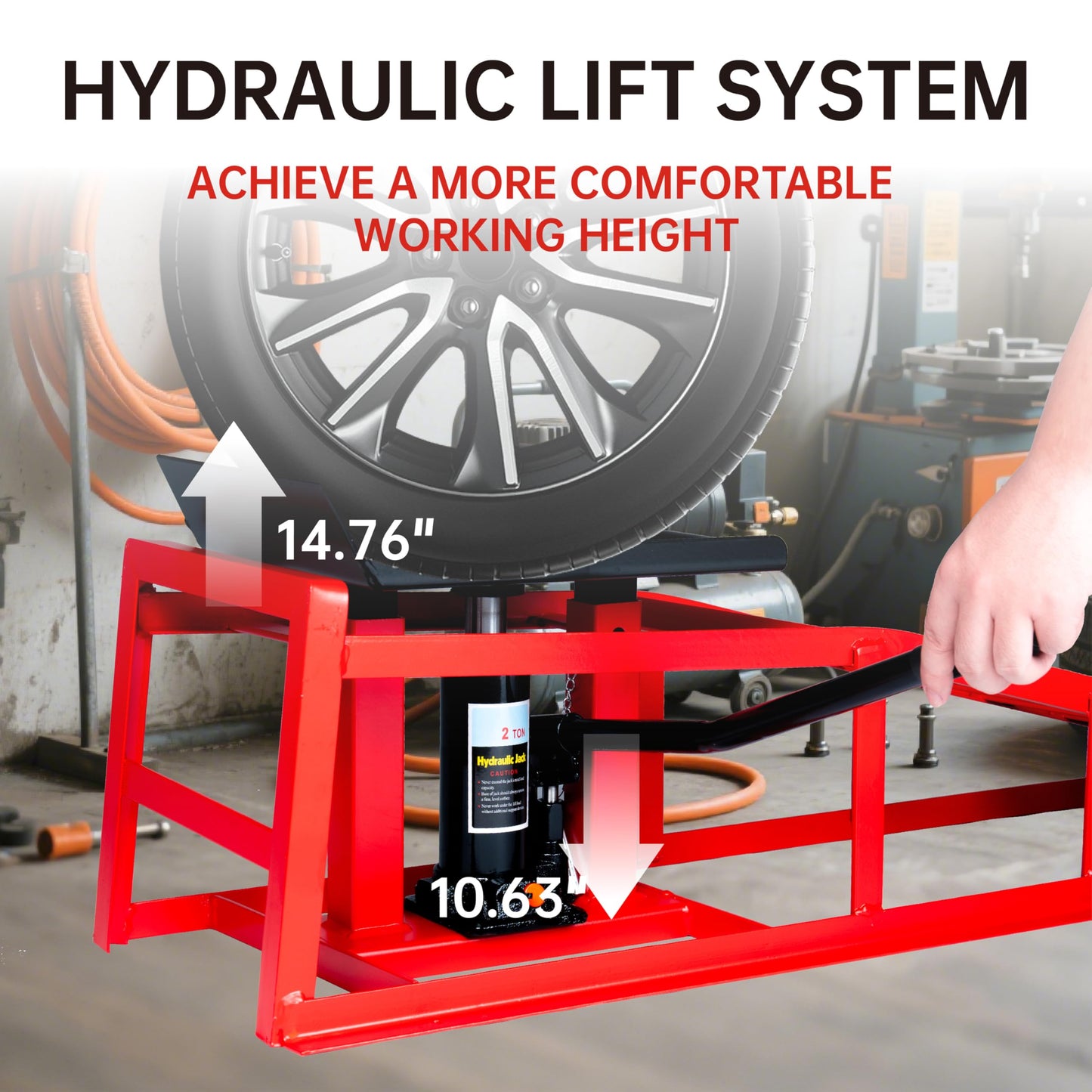 5 Ton (11000 lbs) Capacity Hydraulic Low Profile Car Ramps with Pin Lock, 10.6 to 14.7 Inch Lift Range, for Auto & Home Garage Maintenance, Oil Changes