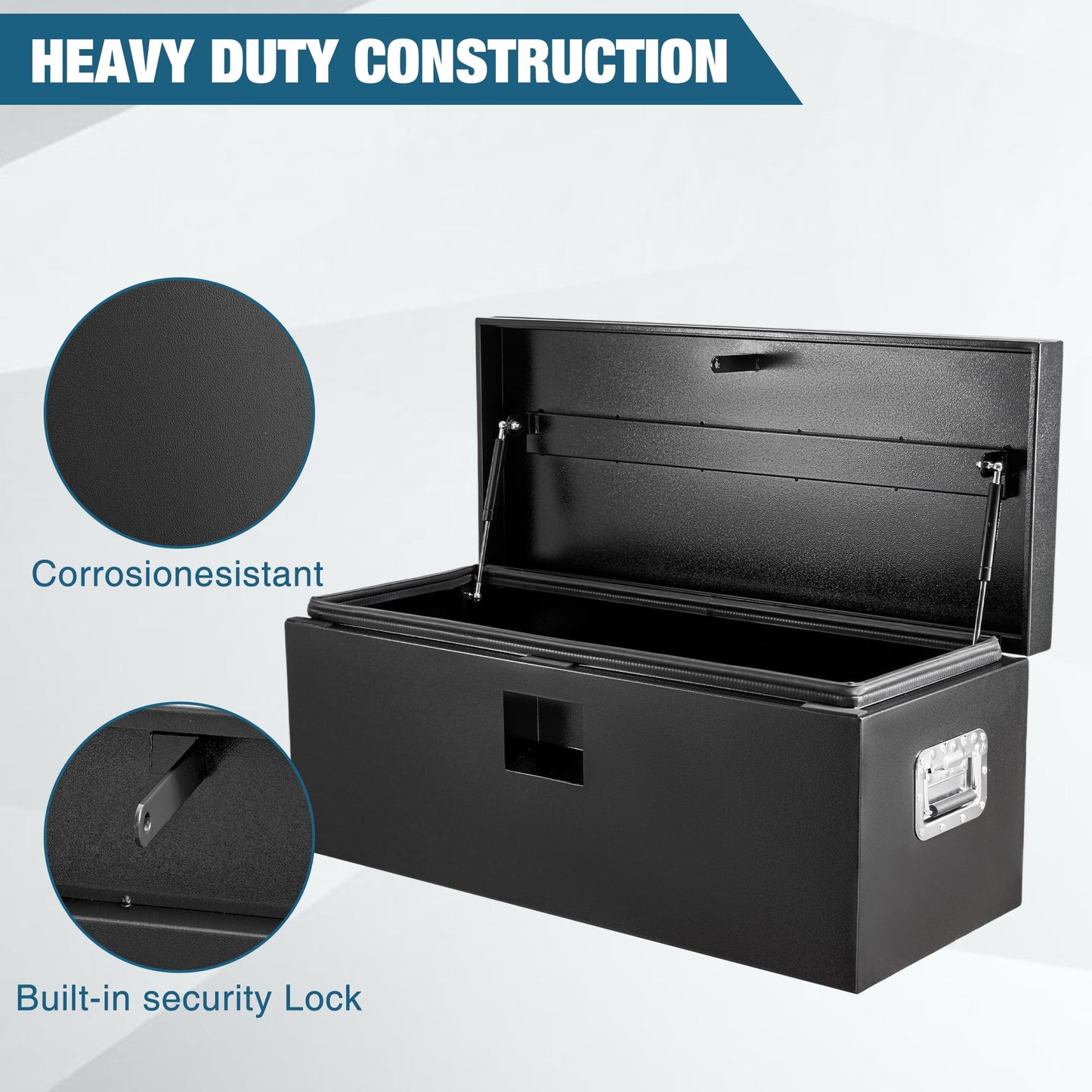 Garvee 30 Inch Black Steel Truck Bed Tool Box, Trailer Tongue Box, Truck Storage Organizer Tool Chest For Truck Bed, RV, Trailer