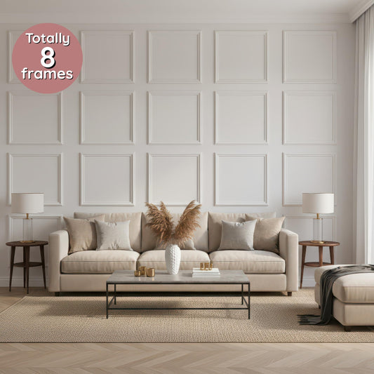 Peel and Stick Wall Moulding Panel Kit | Paintable Wainscoting Panels for Wall | Picture Frame Wall Trim Molding | DIY Accent Wall | 8 Frame Set (15.74"x15.74") | Timeless Detail Made Effortless