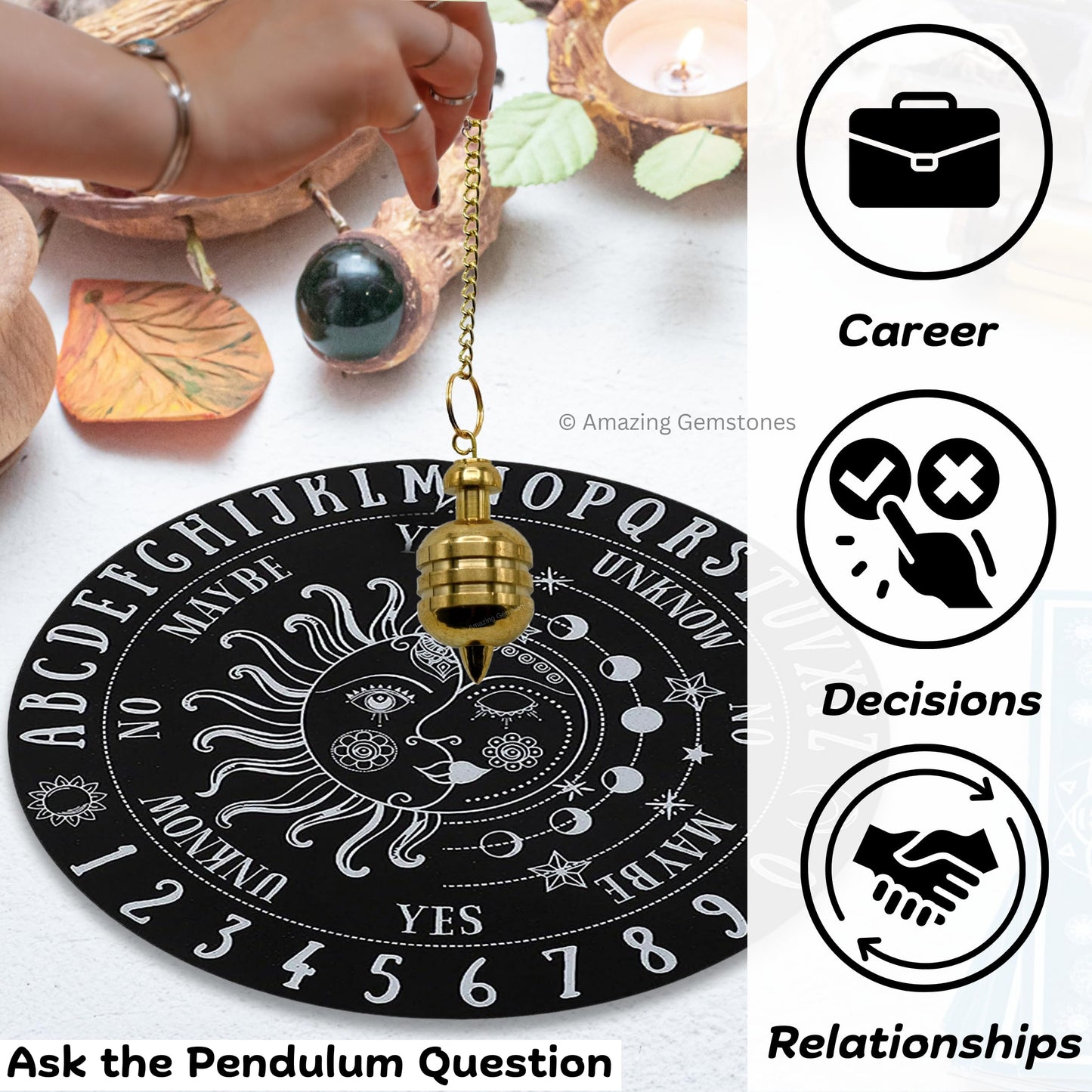 Amazing Gemstone Healing Metal Pendulums for Divination, Gold 2 Ring Drum Steel Copper Pendulum High Energy Pendulo de Bronce Pendulos de Mesa MP48
