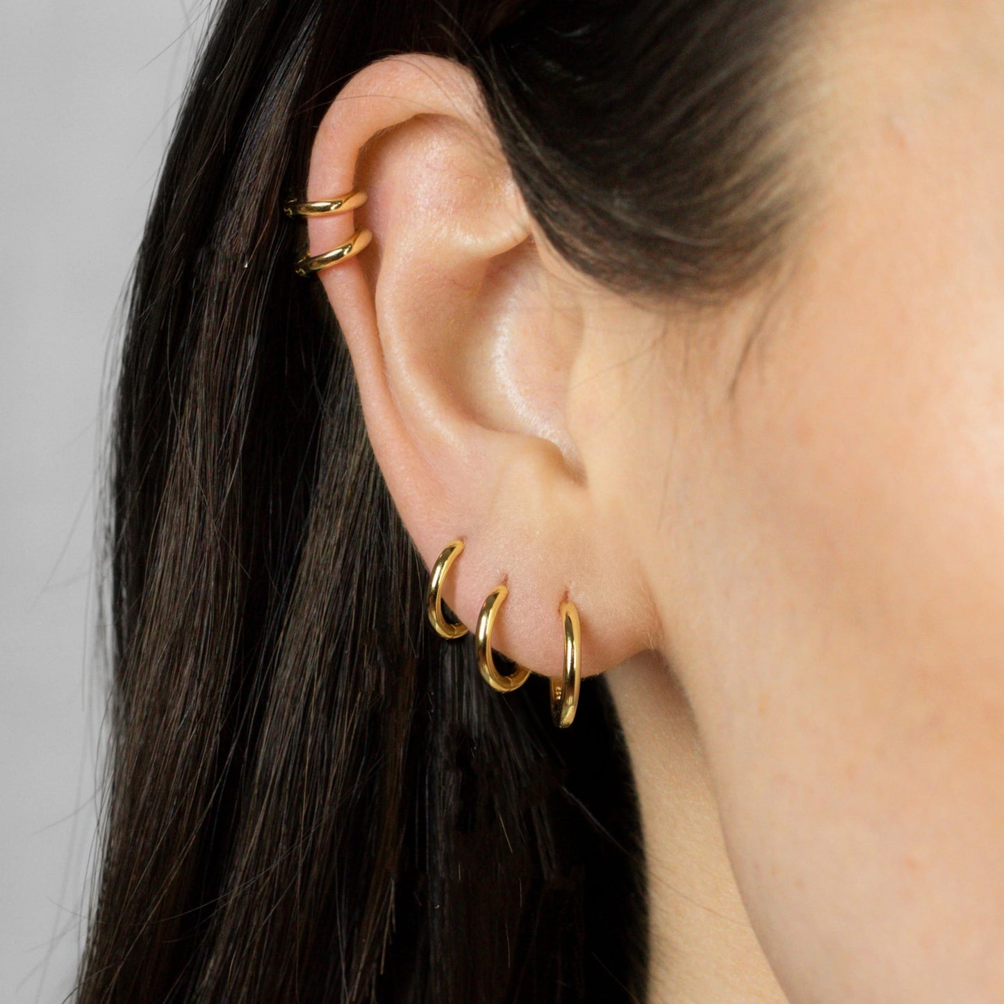 Gokeey 14K Gold Plated Small Gold Huggie Hoop Earrings for Women, Hypoallergenic Lightweight Minimalist Hoops Earrings Sets for Cartilage Earrings Piercings Stack Set Jewelry 6mm 8mm 10mm 12mm 14mm