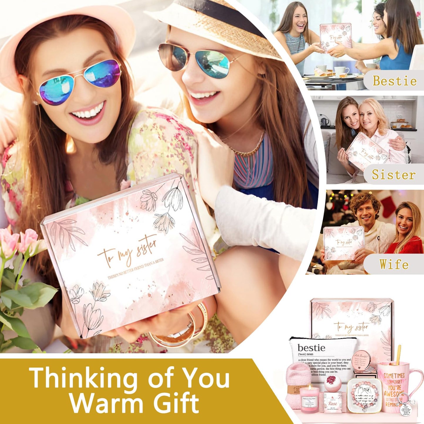 Lepiche Birthday Gifts For Women Friendship Best Friend Christmas Gifts For Women Sister Bestie Bff - Coffee Mug, Bracelet, Key-Chain, Scented Candle