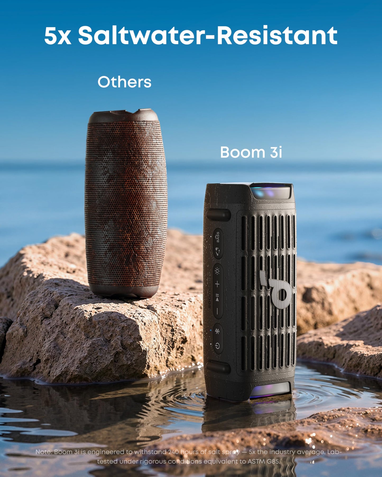 Soundcore Boom 3i by Anker, Compact Outdoor Speaker, IP68 Waterproof, Floating Playback, Saltwater-Resistant, BassUp 2.0, 50W Portable Speaker, Bluetooth 5.3, 16H, TWS, Kayak/Fishing/Camping