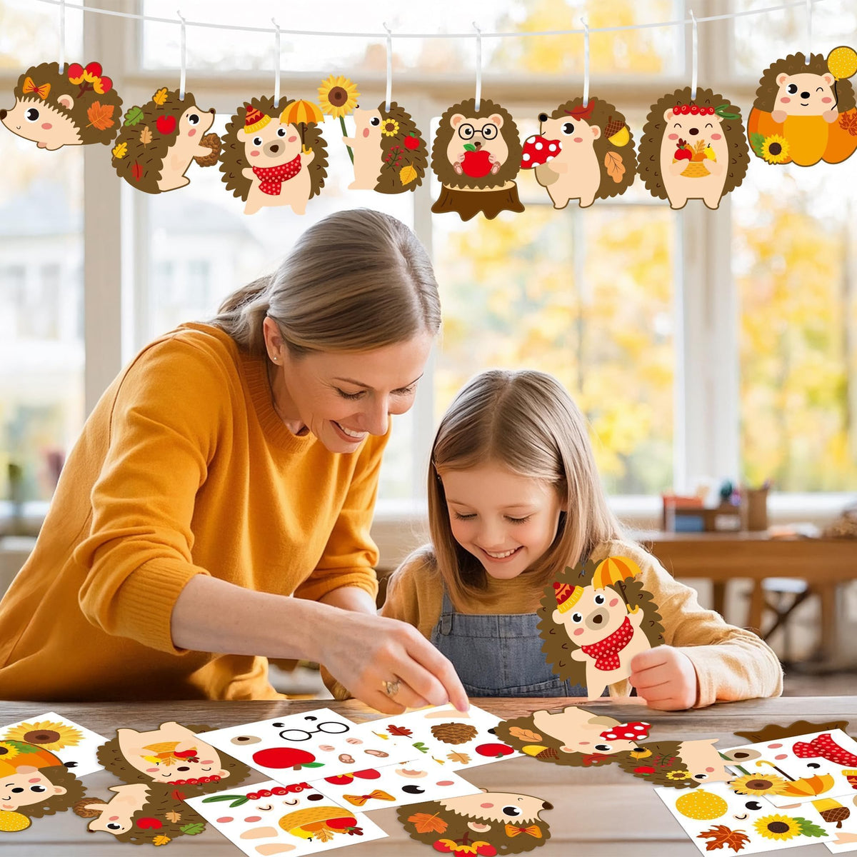 EZdhuawuse Simmer Craft for Kids Kindergarten DIY Hedgehog Craft Kits 123Pcs Thanksgiving Art Craft Make Your Own Hedgehog Set for Home Class Office Game Art Activities Preschoolers Holiday Gifts