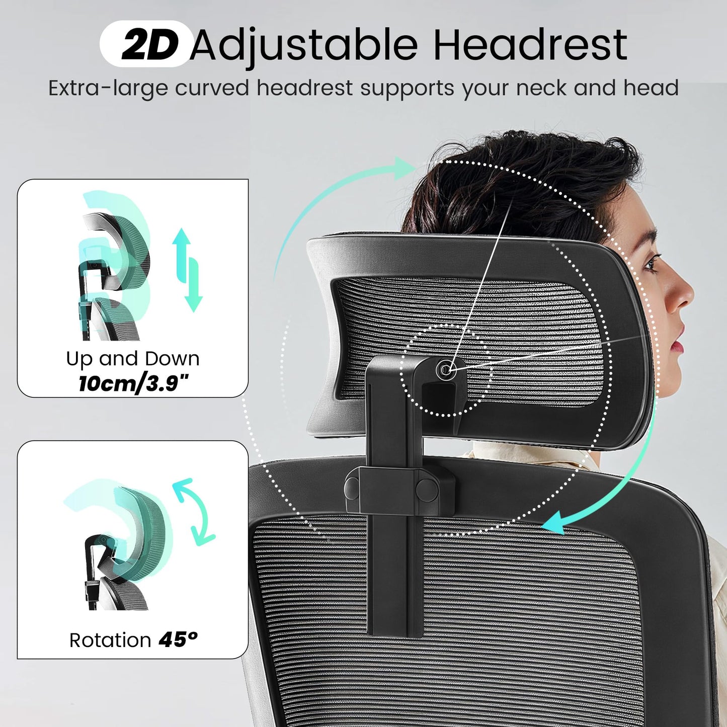 Fizzin Ergonomic Office Chair, 400 LBS Computer Chairs with Adjustable Lumbar Support, Breathable Mesh Desk Chair Ergonomic with Thickened Cushion, Comfy Home Office Desk Chair (Black)
