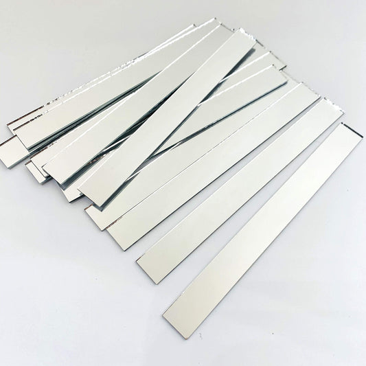 50 Pcs 1/2'' x 5'' Rectangle Mirror Tiles Glass Mosaic Shapes (1/2'' x 5'')