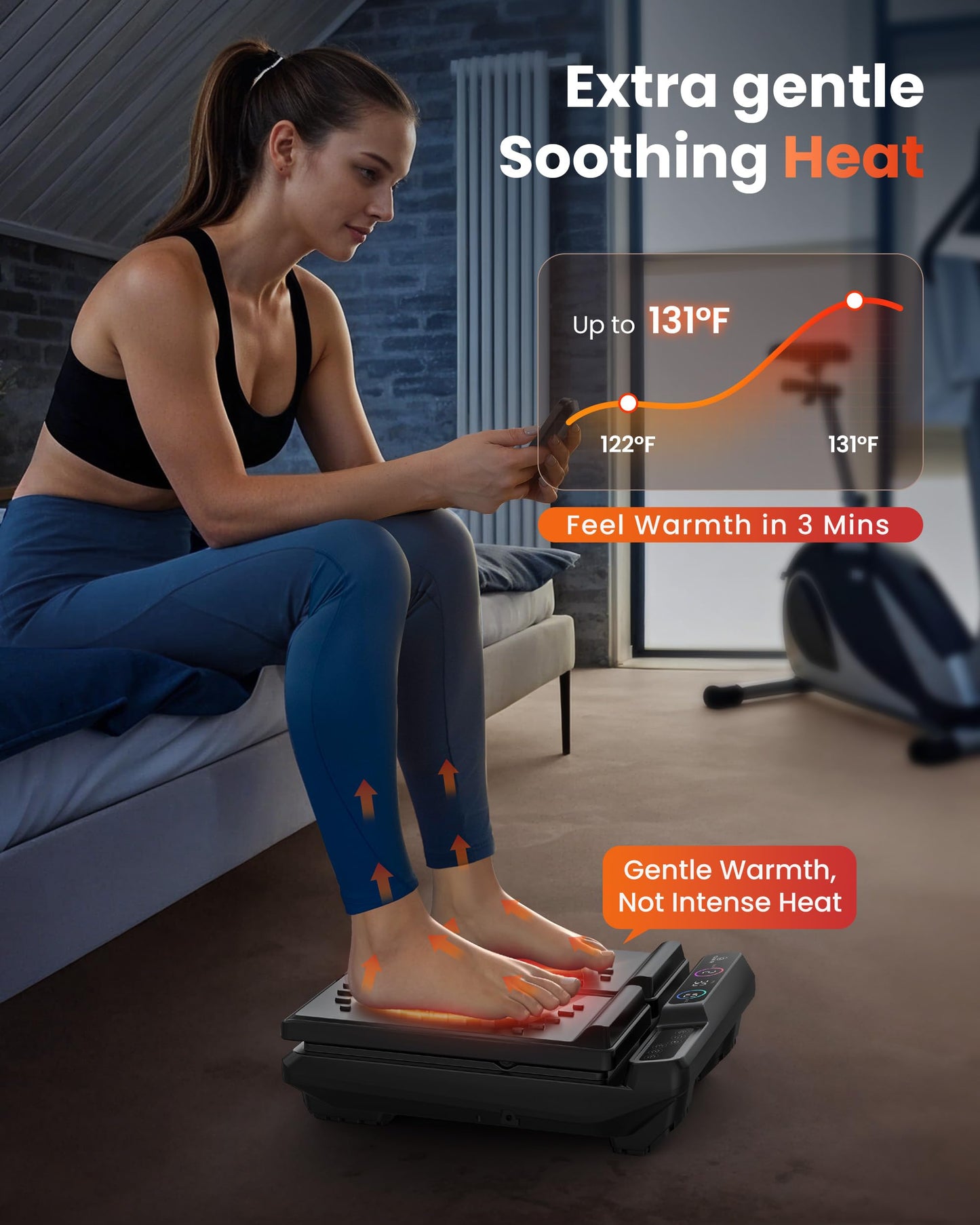 Foot Massager for Neuropathy,Plantar Fasciitis, High-Frequency Vibration Feet Massager with Heat, 30 Speed Levels & 3 Angles Relax Calf Leg and Foot for Circulation Pain Relief, Remote Control