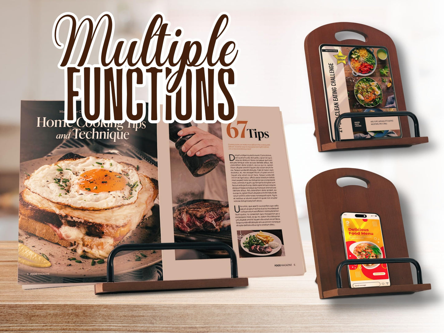InnoBeta Coffee Gifts for Women, Cookbook Stand for Kitchen Counter, Perfect Gifts for Coffee Lovers on Birthday, Adjustable Tablet Recipe Book Holder, Unique Kitchen & Cafe Decor