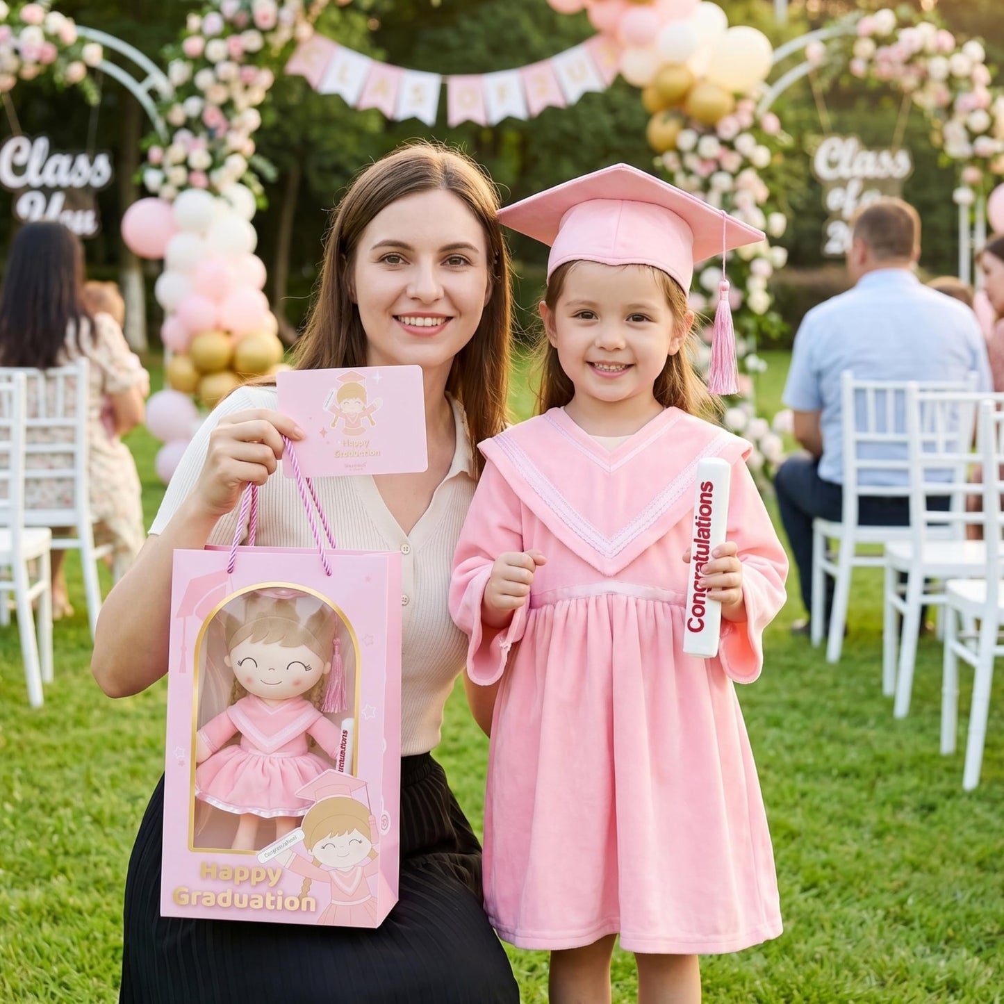 Gloveleya 16" Graduation Girl Doll - Pink Plush Toy with Cap & Gown - Preschool Kindergarten Graduation Gifts for Girls, Class of 2026 Milestone Keepsake