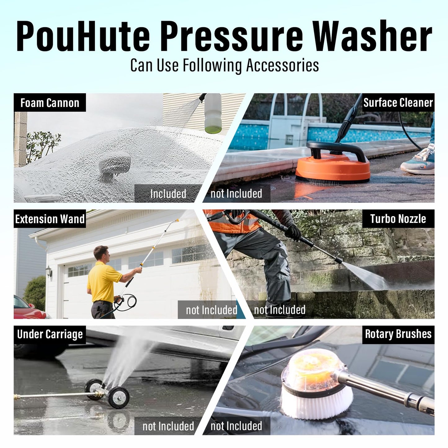 Pressure Washer, Power Washer with nozzles, Connect Nozzles,GFCI Power Cord,Foam Cannon for Cars/Fences/Driveways/Patios/Homes