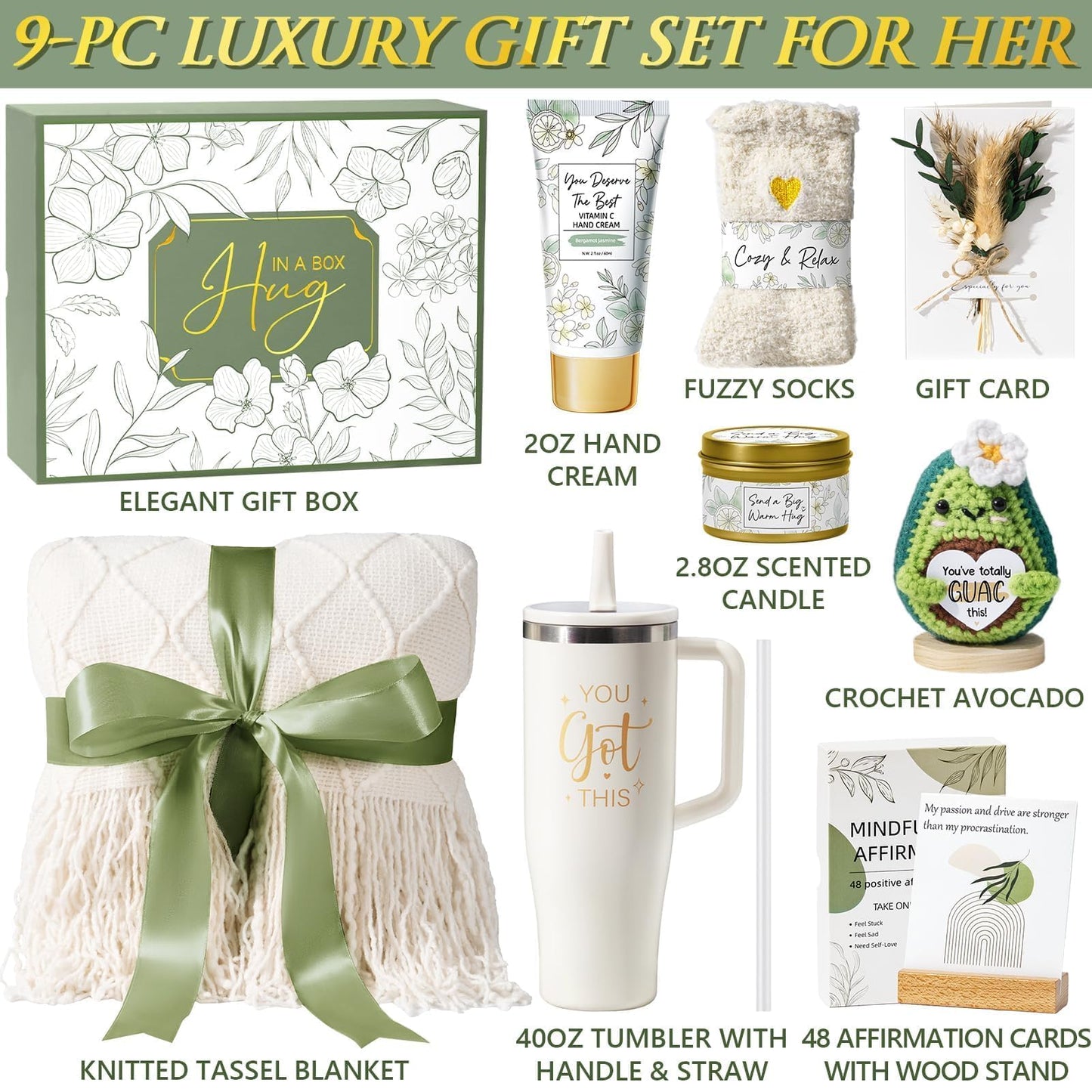 Mother's Day & Birthday Gifts for Women, Get Well Soon Care Package After Surgery & Cancer, Luxury Self Care Sympathy Basket, Inspirational Thinking of You Feel Better Spa Gift Set for Mom Her Friend