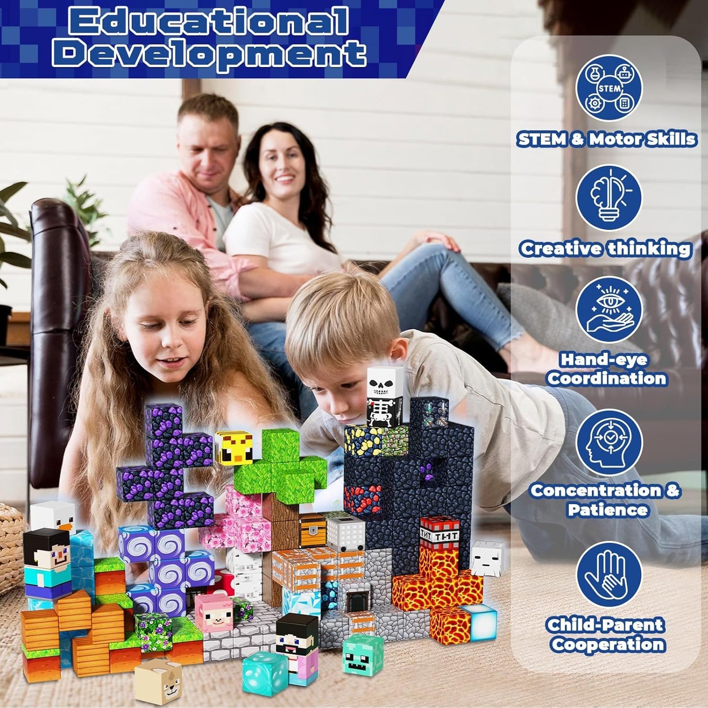 Magnetic Blocks - 150PCS Magnetic Building Blocks Cubes Adventurer, Magnet Toys for Kids Age 3+, Toy Building Set for Kids, Magnet Construction Easter Birthday Gifts for Boys Girls Age 4-8, 8-12
