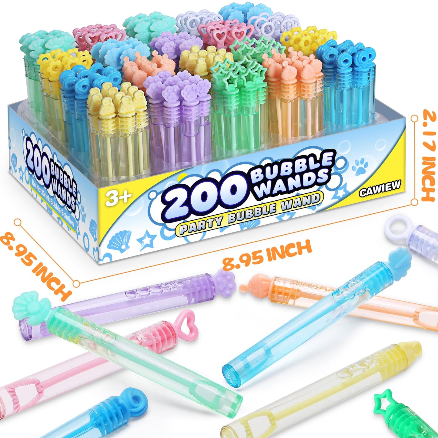 200 Pack Mini Bubble Party Favors for Kids, Bubbles Bulk with Gift Box, Pastel Bubble Wand Sticks Toy for Party Supply, Birthday Decorations, Wedding, Goody Bag Stuffers Fillers, Carnival Prizes