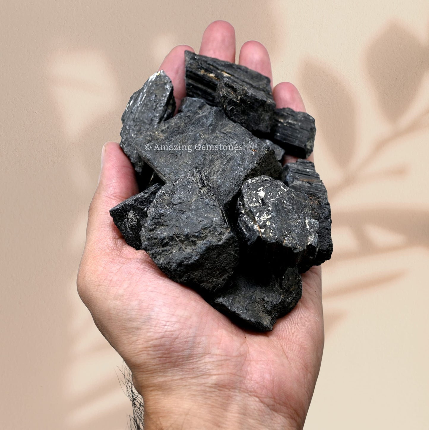 Amazing Gemstone Black Tourmaline Crystals Rough Stone in Bulk, 1/2lb Regular Pieces Turmalina Negra Piedra Originales, Large Black Tourmaline Crystal Healing Stones for Protection