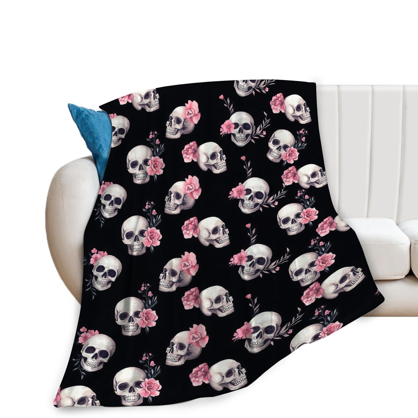 Gothic Skull Throw Blanket - Soft Plush Fleece Bedding Skeleton Blankets- Cozy Skull Stuff Gifts for Women Girls Kids Adults 40"X50"