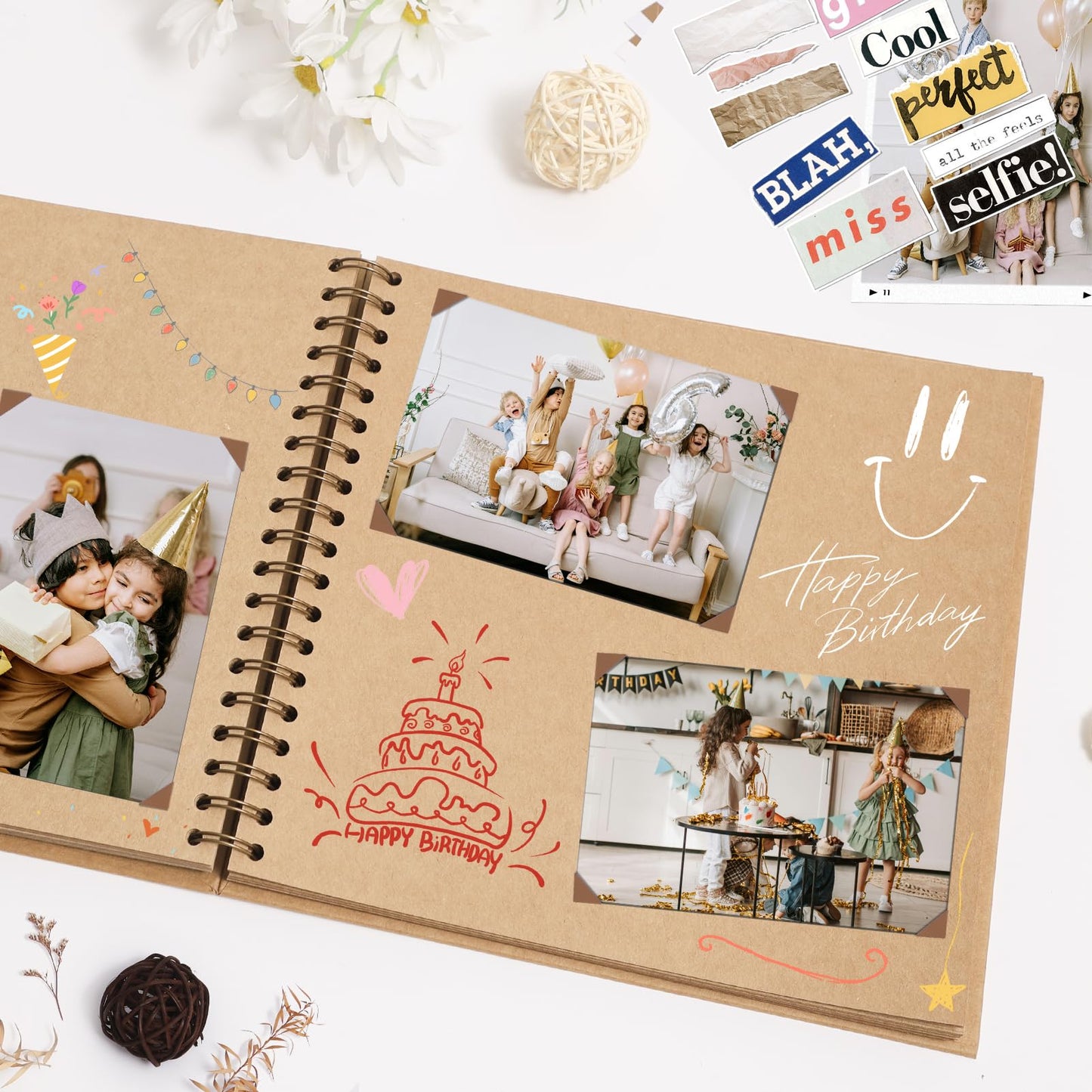 Scrapbook Album 8x8 Inches Photo Album Hardcover Kraft with Window Scrap Book Blank Memory Book for Baby Wedding Guest Book Couples Graduation Travel DIY Anniversary, 40 Pages Brown
