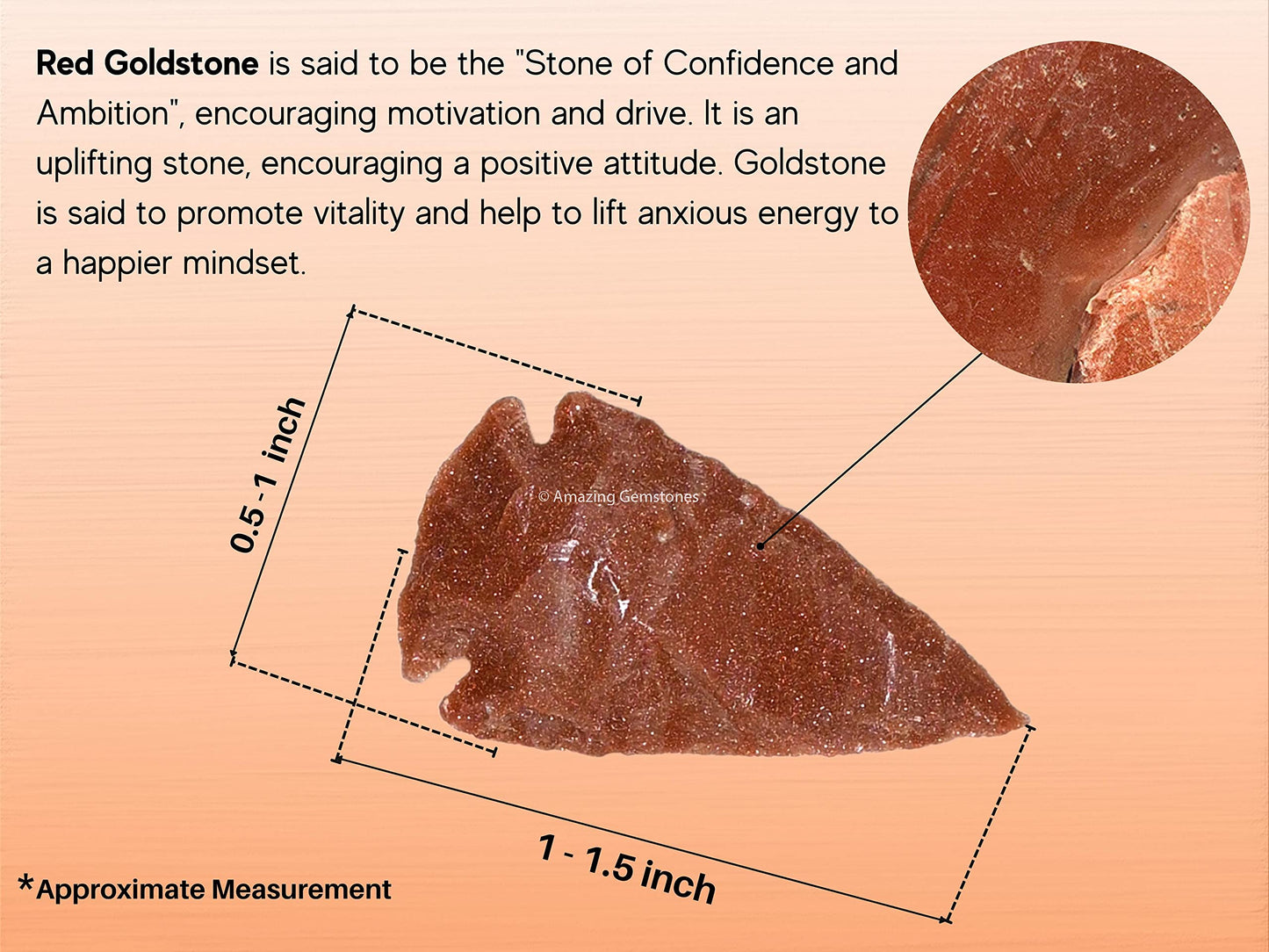 Amazing Gemstone 5 Pieces Red Goldstone Arrowhead, Crystal and Healing Stone Flint Rock Arrow Head - 1 to 1.5 Arrowheads for DIY Project Craft Point Jewelry Making