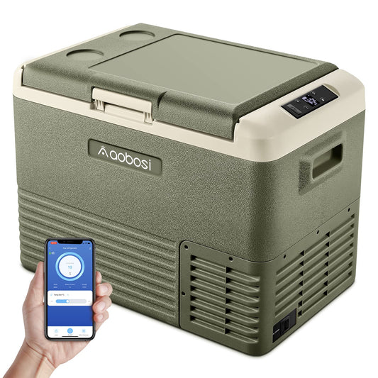 AAOBOSI 12 Volt Car Refrigerator, 42 Quart (40L) Portable Car Fridge, -4℉~68℉ Electric Cooler, RV Car Freezer APP Control,12/24V DC & 110-240V AC Compressor Cooler for Truck, Camping, Travel,