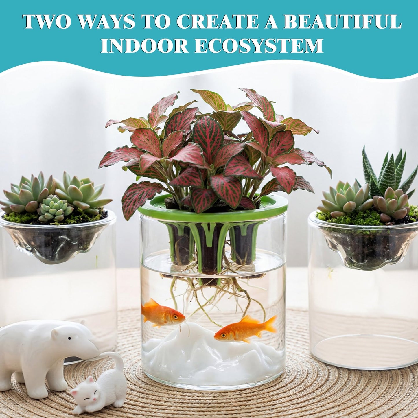 Ferrochef 3 Sets Hydroponic Planter Pot Kit Plant Propagation Station Vase Terrarium Glass Planter Indoor Self Watering Planters Herb Garden Kit for Seed Starting Root Monitoring Garden