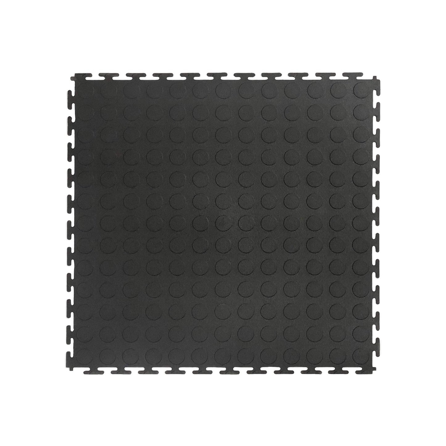 VersaTex Garage Floor 18 x 18 inch Square Plastic Raised Coin Interlocking Floor Tiles for Home Gym, Garage Flooring, Trade Show Flooring, Basement Tiles, 24 Pack (Black)