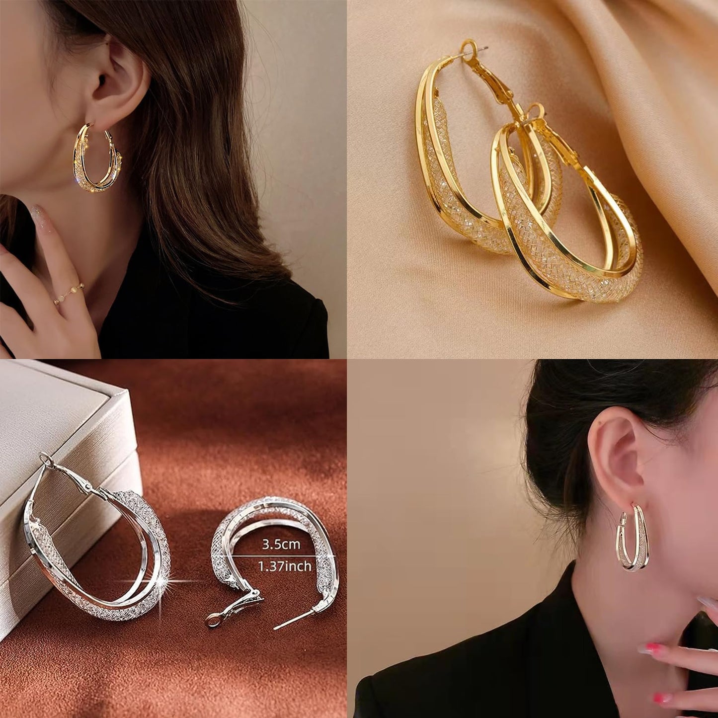 2 Pairs Lymphatic Drainage Slimming Hoop Earrings, Halolux Lymphvity Magnetotherapy Germanium Earrings, Lymphatic Activity Hoop Acupuncture Therapy Fashion Jewelry Gift For Women