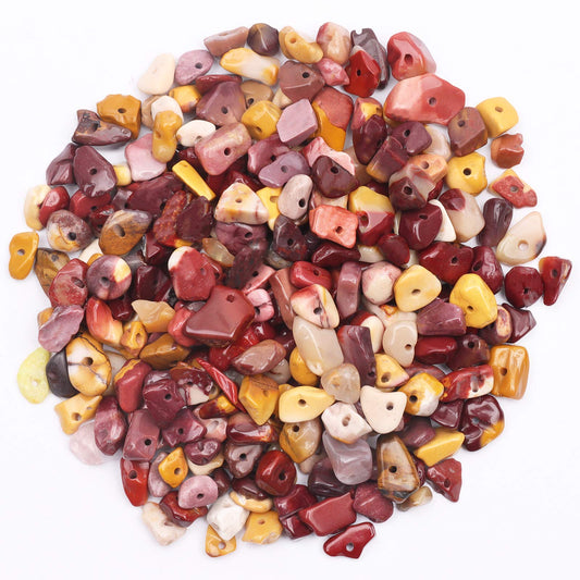 500 pcs Natural Chip Stone Beads, Mookaite 5-8 mm Irregular Gemstones Healing Crystal Loose Rocks Bead Hole Drilled for Jewelry Making Bracelet