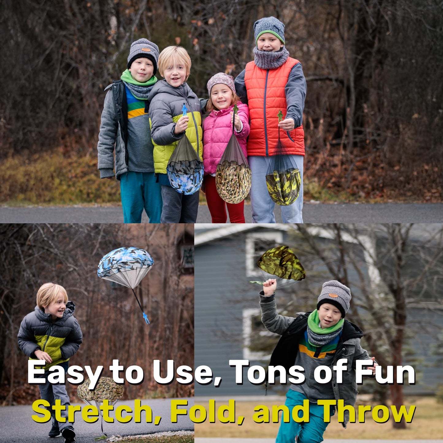 nutty toys Army Parachute Toys for Kids - Tangle Free Outdoor Flying Parachute Men, Best Indoor & Outside Toys for 4 5 6 7 8 9 10 11 12 Year Old, Top Easter Basket Stuffers 2026, Unique Boys Gifts