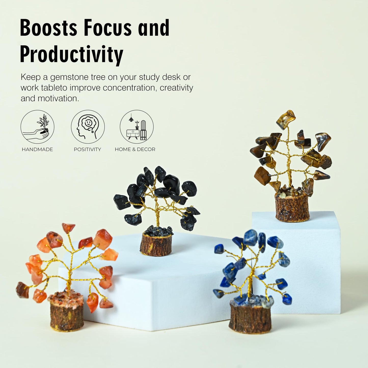 Crocon® Crystal Tree Set of 12 Mini Unique Birthday Gifts for Women, Sister, Mom, Home Office Decor, Shelf Desk Decoration for Positive Energy, Bring Good Luck, Money, Chakra Tree of Life Gift Sets