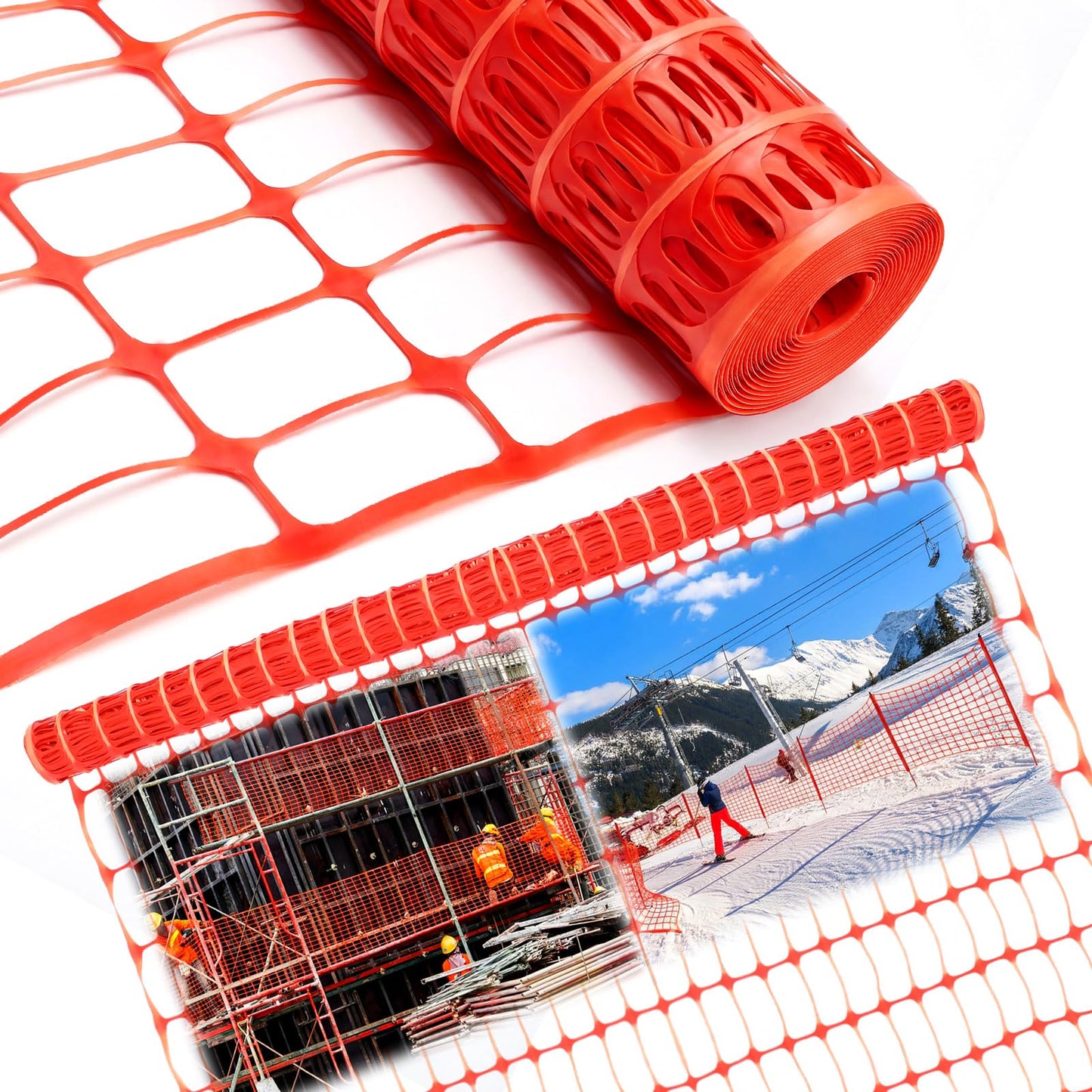 Nuanchu Temporary Safety Fence 4 x 50 Feet Plastic Mesh Fencing roll Reusable Mesh Fencing Netting for Garden, Snow Fence, Animal Barrier, Swimming Pool, Poultry, Deer, Dogs, Construction Orange