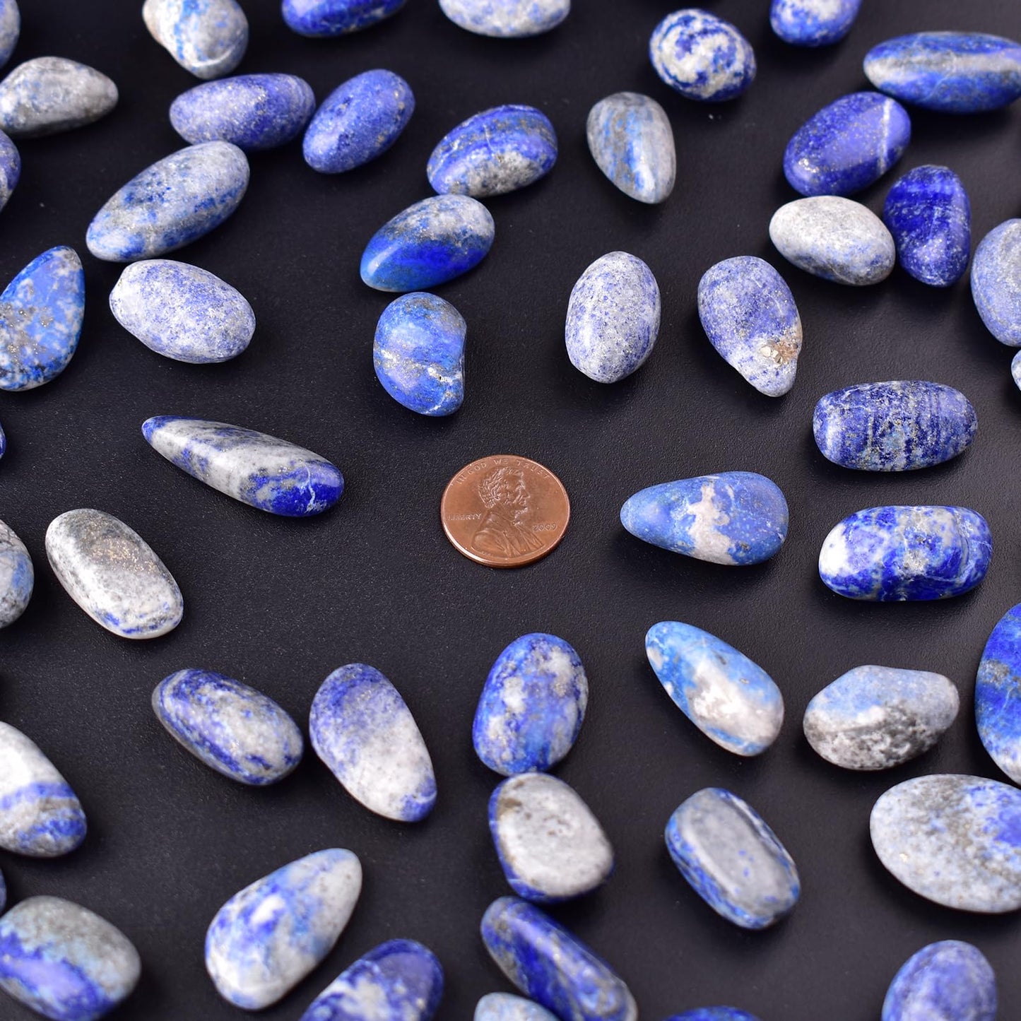 SigMntun Lapis Lazuli Healing Crystal Stone Set - 24 Pieces, 0.6" Natural & Polished Stones for Healing, Meditation, Reiki, Chakra, Crafting & Decoration