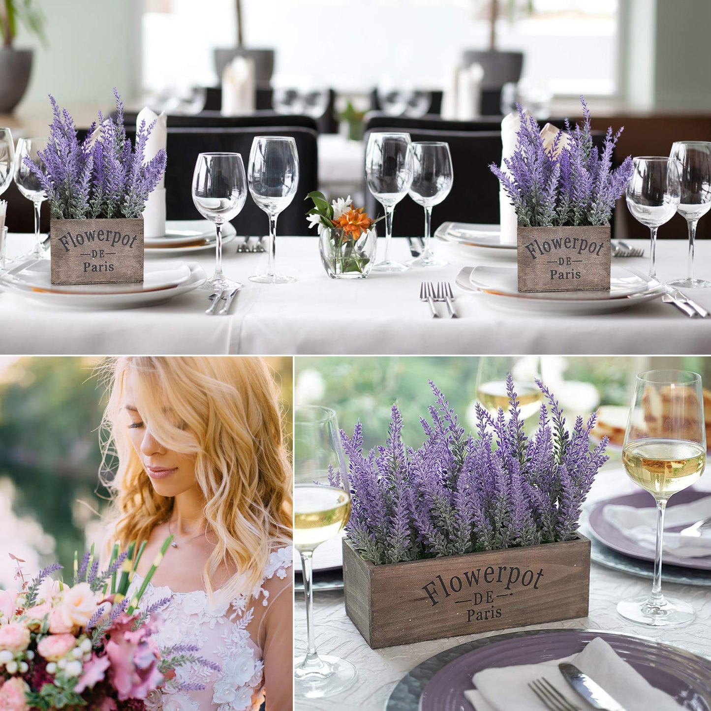 Besteek 10 Bundles Fake Flowers Artificial Lavender Faux Plastic Plants Purple Flowers for Home Wedding Kitchen Garden Patio Porch Window Box Office Table Centerpieces Indoor Outdoor Decor, Purple