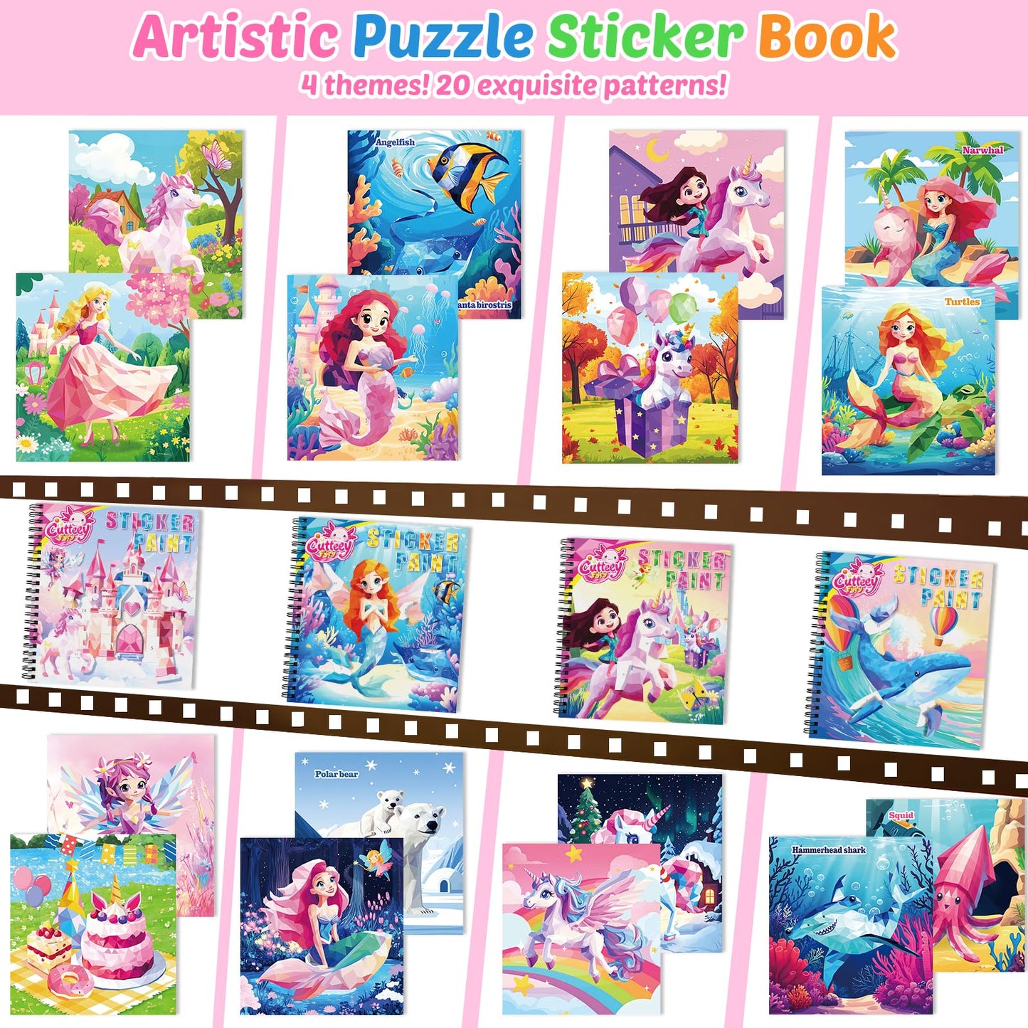 4Pcs Paint by Number Sticker Book for Kids Ages 4-8 | Travel Sticker Activity Books with Stories for Girls | Screen-Free Airplane & Car Toy, Educational Puzzle Easter Craft Gift for Toddlers 3-12