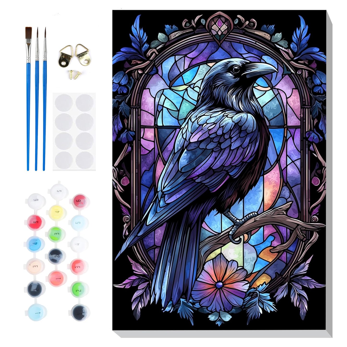Bowetile Bird Framed Paint by Numbers for Adults, Adults' Paint-by-Number Kits on Canvas, Easy Acrylic Animals Number Painting Crafts Kits Halloween Gifts for Home Decor, 8x12in