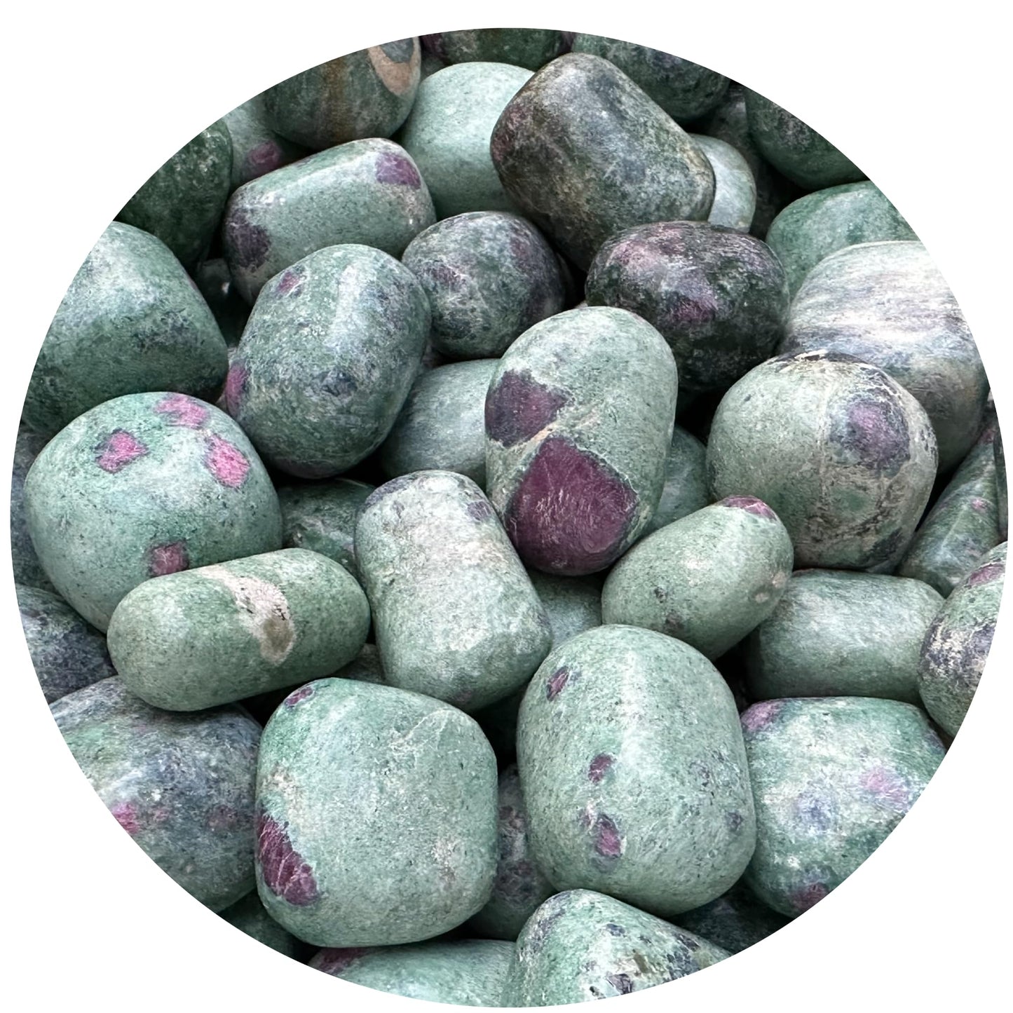 GAF TREASURES Wholesale Ruby Fuchsite Tumbled Stones, Polished Natural Ruby Fuchsite Gemstone, Ruby Fuchsite Polished Rocks (Ruby Fuchsite, 0.25 Pound)