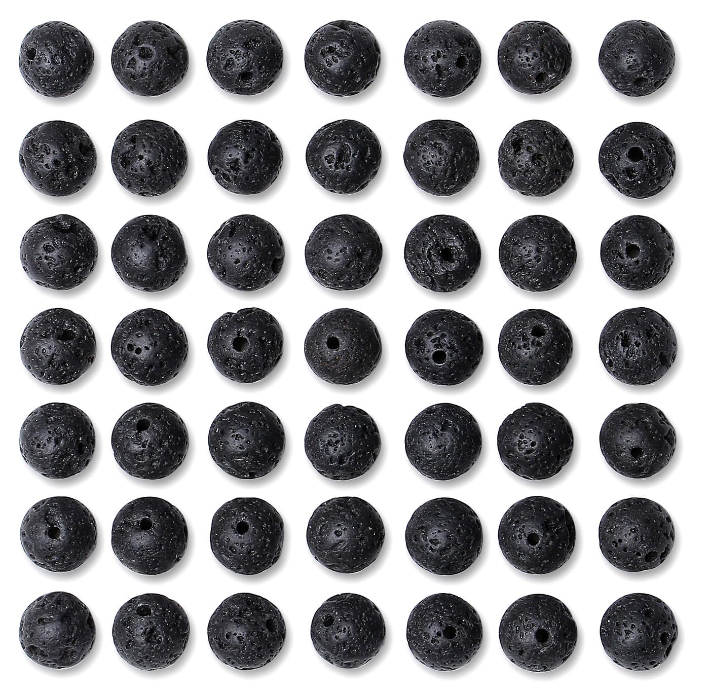 QINJIEJIE 100PCS Black Volcanic Lava Beads 8mm Natural Stone Beads Round Loose Gemstone Bead for Bracelet Beading Crystal Jewelry Making DIY Necklace Earrings 0.32"
