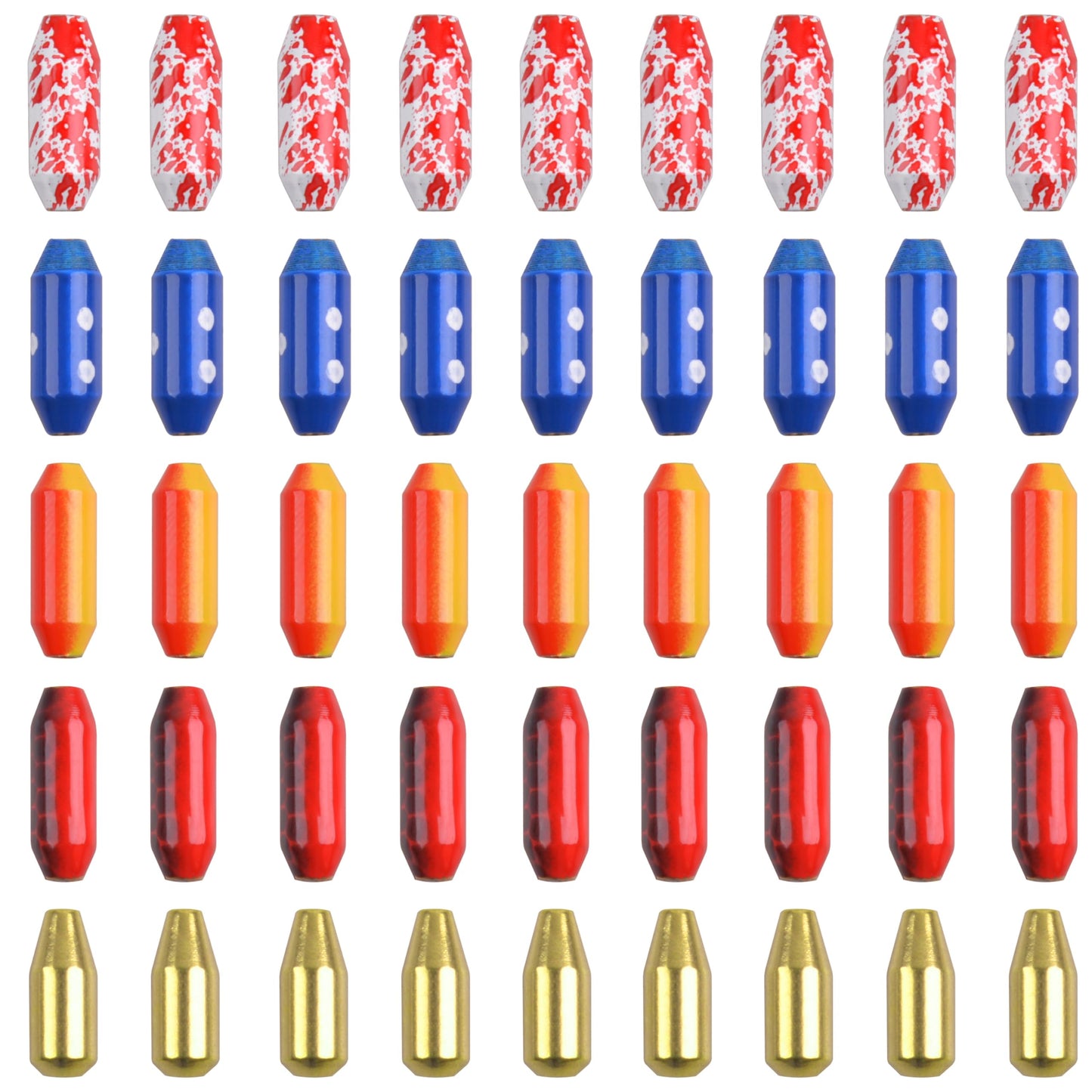 Fishing Spinner Lure Bodies Kit,45PCS Fishing Sinker Weights Brass Painted Spinner Lure Body Brass Fishing Beads Bullet Slip Sinker DIY Inline Spinner Bait Making Supplies Parts