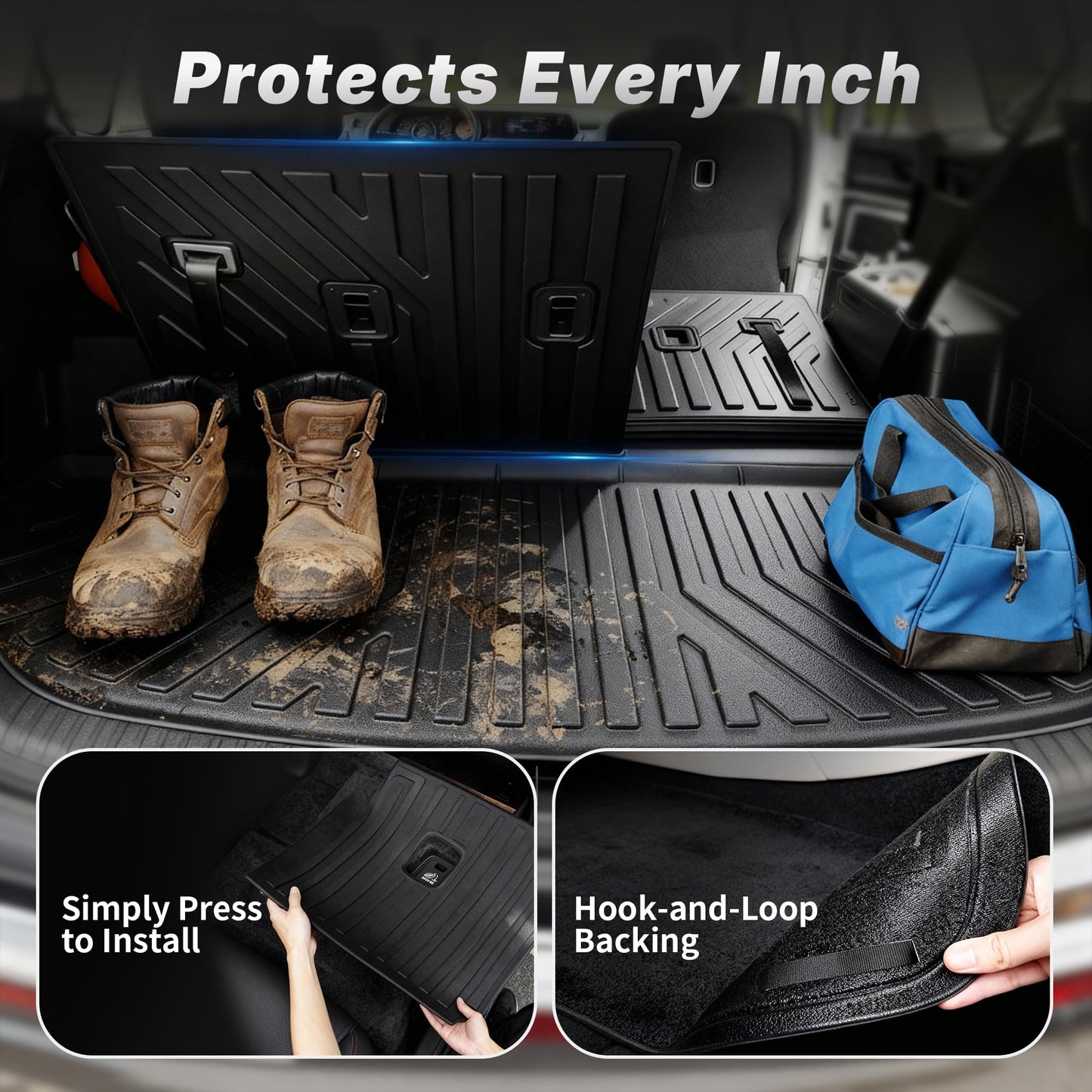 OEDRO Floor Mats Trunk Mat with Backrest Mat Fit for BMW X3 2025 2026, Custom Fit TPE All Weather Trunk Mat with Backrest for BMW X3 Accessories, Anti-Slip Back Seat Protector for X3, Full Mat Set