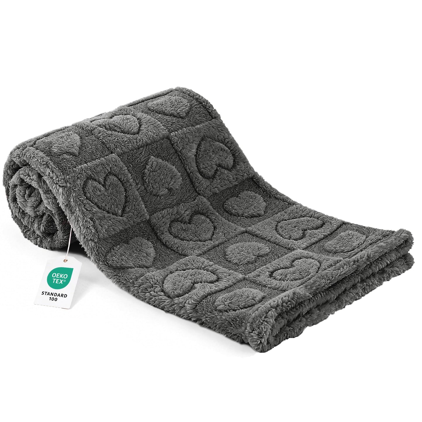 gogobunny Large Pet Blanket for Dogs Cats, Ultra Soft 300GSM Coral Fleece Washable Furniture Protector for Couch Bed Car Seat, Calming Crate Mat Blanket for Large Breeds, Grey, 40x50IN