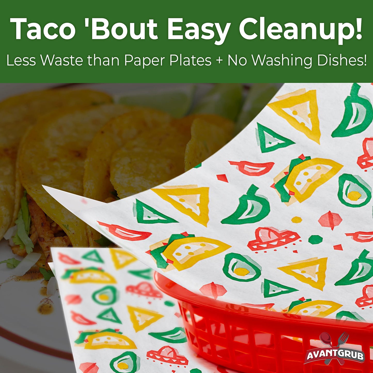 Fun, Fiesta Style 12in Deli Paper 100 Ct. Greaseproof, Microwave-Safe Mexican Themed Tissue Great for Burrito Wrappers or Nacho Basket Liners. Southwest Party Supplies for Cinco de Mayo Celebration