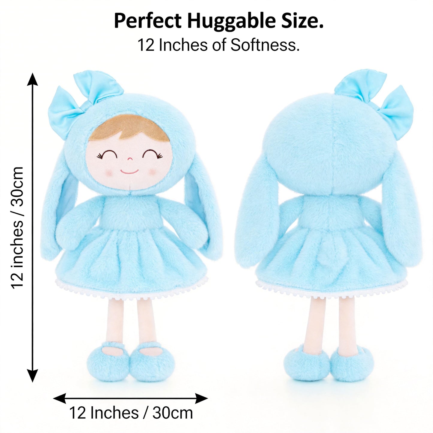 Gloveleya Easter Bunny Gift Plush Bunny Dolls First Baby Doll for Toddlers Rabbit Toy Gifts for Girl Blue 12 Inches